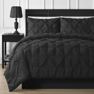 8 PCS COTTON DIAMOND DESIGN DUVET COVERS SET BLACK
