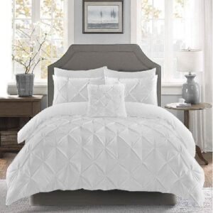 8 PCS COTTON DIAMOND DESIGN DUVET COVERS SET WHITE