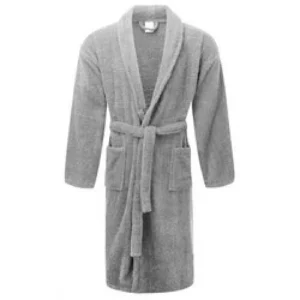 BATHROBE GOWN LUXURIOUS EGYPTIAN COTTON COMB GREY