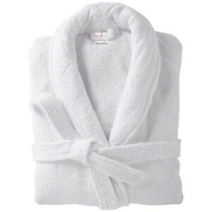 BATHROBE GOWN LUXURIOUS EGYPTIAN COTTON COMB WHITE
