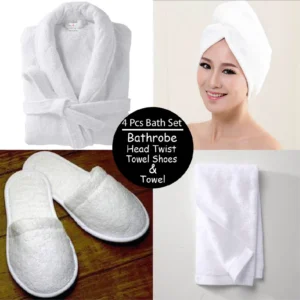 BATHROBE SET 4 PCS LUXURIOUS EGYPTIAN COTTON COMB
