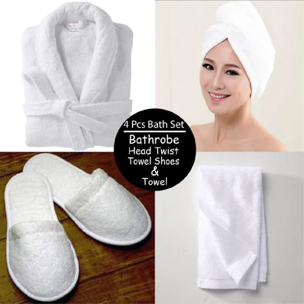 BATHROBE SET 4 PCS LUXURIOUS EGYPTIAN COTTON COMB