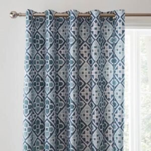 DUCK COTTON ABSTRACT CURTAINS PAIR BLACKOUT 5.5 X 6 FOOT EACH