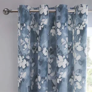 DUCK COTTON FLORAL CURTAINS PAIR BLACKOUT 5.5 X 6 FOOT EACH