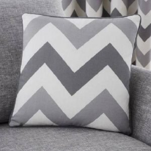 DUCK CUSHION COVER ZIGZAG DESIGN EXPORT QUALITY 16 X 16 INCHES GREY