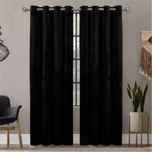 PLAIN DYED PREMIUM VELVET CURTAINS (PAIR) BLACK
