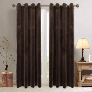 PLAIN DYED PREMIUM VELVET CURTAINS (PAIR) CHOCOLATE BROWN