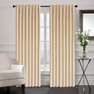 PLAIN DYED PREMIUM VELVET CURTAINS (PAIR) CREAM