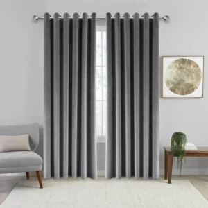 PLAIN DYED PREMIUM VELVET CURTAINS (PAIR) GREY