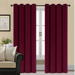 PLAIN DYED PREMIUM VELVET CURTAINS (PAIR) MAROON