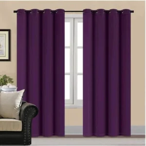 PLAIN DYED PREMIUM VELVET CURTAINS (PAIR) PURPLE