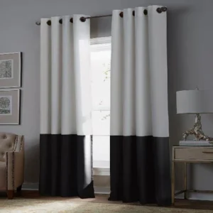 PLAIN DYED VELVET CURTAINS PREMIUM QUALITY WHITE AND BLACK PAIR