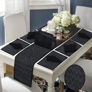QUILTED TABLE RUNNER SET PREMIUM 14 PCS BLUE