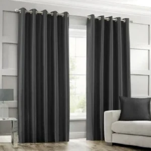 SILK CURTAINS SILVER BLACK