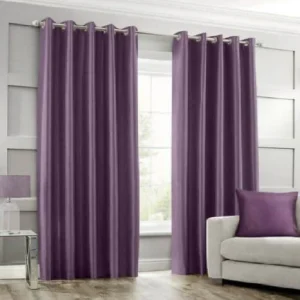 SILK CURTAINS SILVER PURPLE