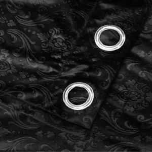 VELVET CURTAINS PREMIUM QUALITY EMBOSSED STUFF (PAIR) BLACK