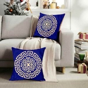 VELVET CUSHION COVERS PREMIUM QUALITY WITH LASER CUTWORK 16 X 16 INCHES BLUE