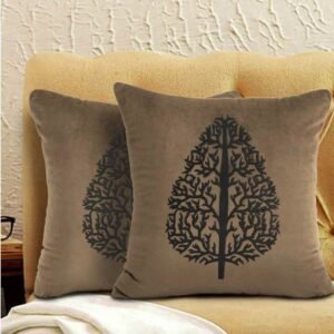 VELVET CUSHION COVERS PREMIUM QUALITY WITH LASER CUTWORK 16 X 16 INCHES BROWN
