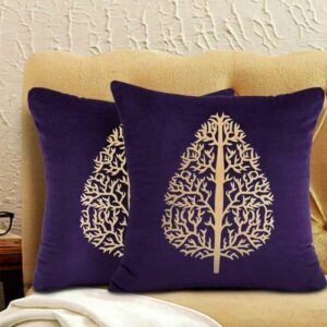 VELVET CUSHION COVERS PREMIUM QUALITY WITH LASER CUTWORK 16 X 16 INCHES PURPLE