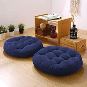 VELVET SUPERSOFT ROUAD SHAPE COMFY FLOOR CUSHIONS 19 X19 INCHES BLUE